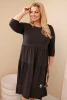 Dámska bavlnená sukňa Plus Size s volánmi a podhnutým rukávom hnedá