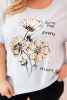 Dámská blůza Plus Size z viskózy s květinovým potiskem a nápisem modrá