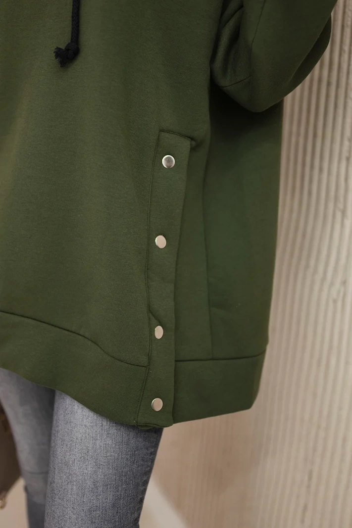 Insulated sweatshirt with press studs khaki