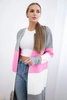 Sweater Cardigan in the straps gray+light pink