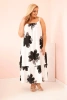 Women's dress with straps, ruffle, and floral print black