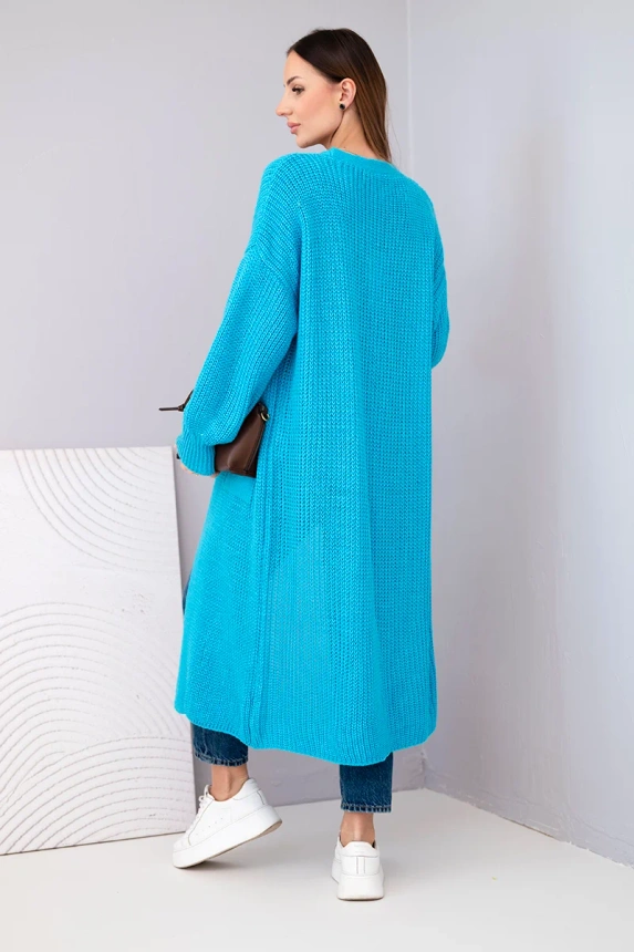 Sweater long cardigan turquoise