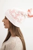 Women's winter hat with decorative knit and pom-pom K467 white + orange