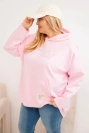 Damenpullover Plus Size mit Kapuze und Druck zuckerrosa