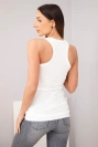 Moteriška medvilninė marškinė su apvalia iškirpte ant petnešėlių ecru
