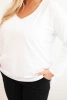 Women's Plus Size blouse with a V-neck and long sleeves white