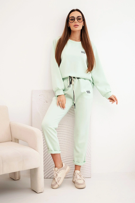 Damen-Set aus Viskose mit Pullover und Hose mintgrün