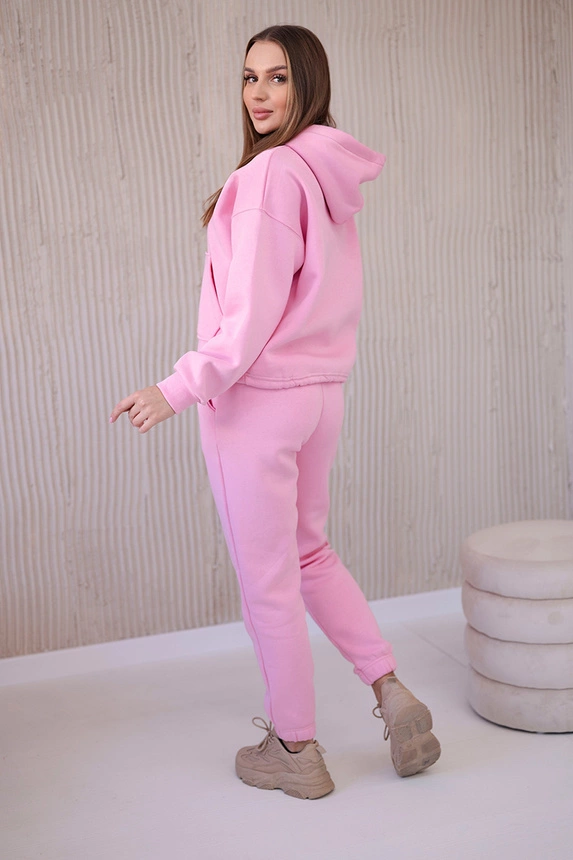 Insulated set with a sweatshirt tied at the bottom powdered pink