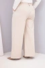 Damen Plus-Size-Hose mit weitem Bein und hohem Bund beige