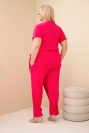 Dámský bavlněný overal Plus Size se zavazováním v pase fuchsiová