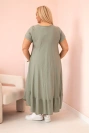 Dámske šaty plus size s krátkym rukávom a volánom z ľahkej viskózy khaki
