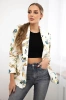 Cotton jacket with a colorful print ecru