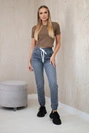 Denim trousers with a drawstring Graphite