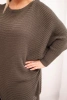 Dámský svetr Plus Size s mohair pončo mocca