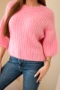 Women's short-sleeve mohair sweater pink