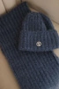 Damen-Set Mütze und langer Schal aus weichem Garn jeansblau
