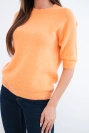 Women's sweater made of baby alpaca with short sleeves and a round neckline apricot