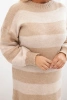 Dámská pletená sukýnka Plus Size pruhovaná béžová