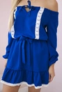 Kleid mit offenen Schultern und Spitze in Kornblume