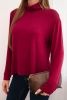 Women's viscose blouse with a turtleneck and long sleeves plum