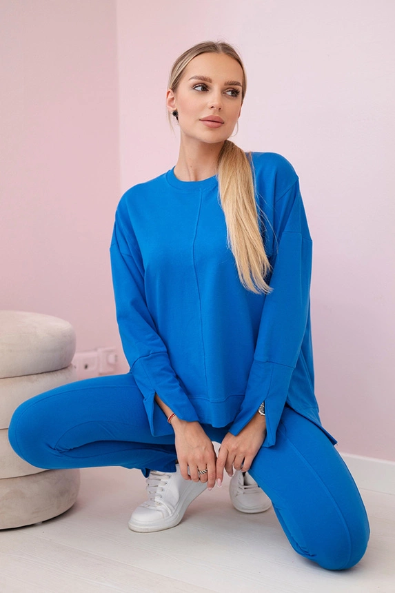 Set with an oversize blouse mauve blue 