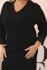 Dámská suknička Plus Size máslová s výstřihem do V a rukávem černá