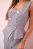 Women's sleeveless jumpsuit with wide leg and decorative buttons grey
