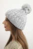 Women's winter hat with a pom-pom and wool K424 gray