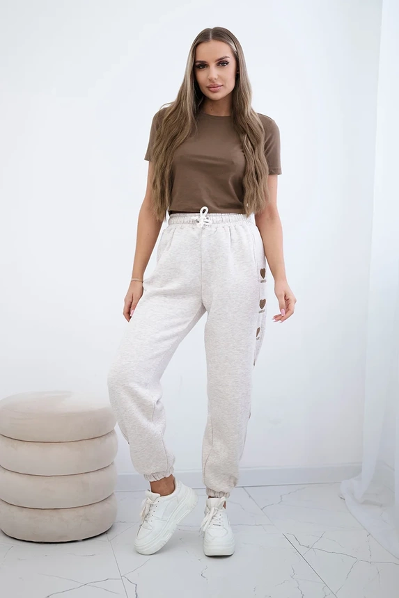 Amour cotton trousers beige melange