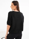 Women's cotton openwork short sleeve sweater black