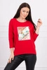 Blouse with graphics 3D Bird red