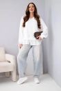 Women's buttery-soft viscose sweatshirt with a shirt-style insert white
