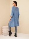 Damen Oversize Pullover mit lockerem Strick und ohne Verschluss Jeansblau