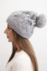 Women's winter wool hat with thick cable knit K458 gray