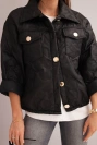 Women's spring quilted jacket with floral pattern black