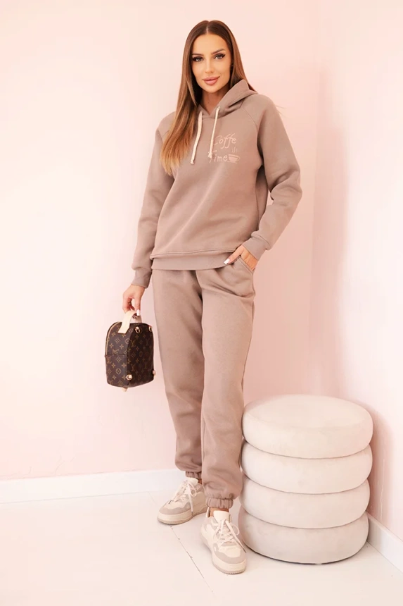 Women's cotton thermal set with fango print green