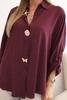 Women's shirt with viscose, decorative buttons, and collar plum