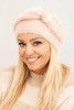 Women's winter fluffy hat with decoration and fur powder pink