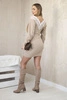 Women's dress with 3/4 sleeves and lace on the back camel