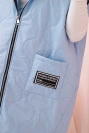 Damen Steppweste Plus Size mit Kapuze und Reißverschluss blau