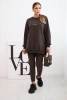 Women's cotton set sweatshirt and leggings with the inscription Minimal brown
