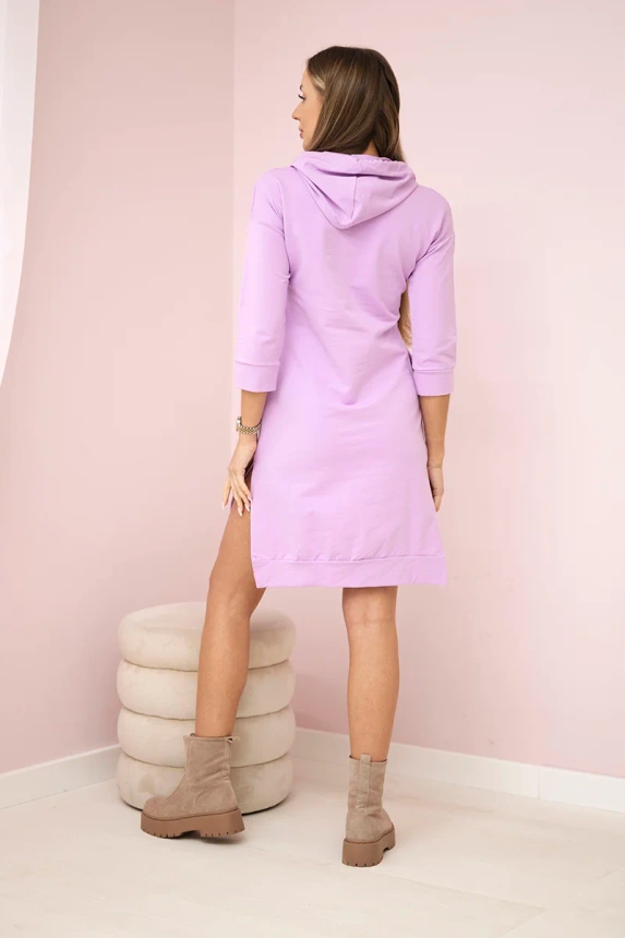 Dress with longer back and colorful print purple