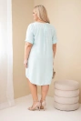 Women's viscose plus-size dress with short sleeves and V-neck mint