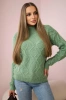 Pullover mit Zierbindung dunkles Mint