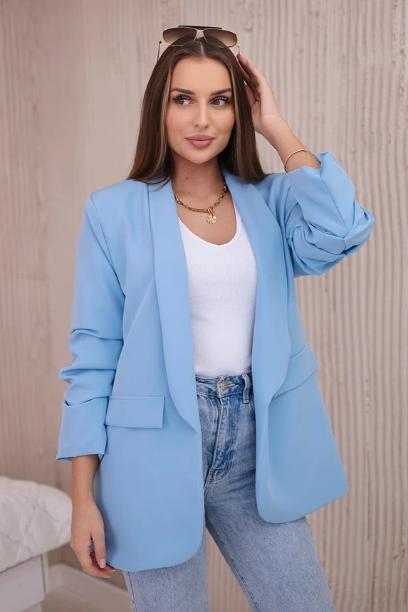 Elegantná bunda s chlopňami modrá