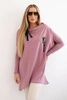 Oversize sweatshirt with asymmetrical sides dark pink