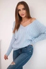 Braided sweater with V-neck azure