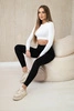 Gerippte Damen-Leggings mit hoher Taille schwarz