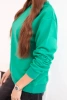 Women's basic cotton looped sweatshirt with a round neckline light green