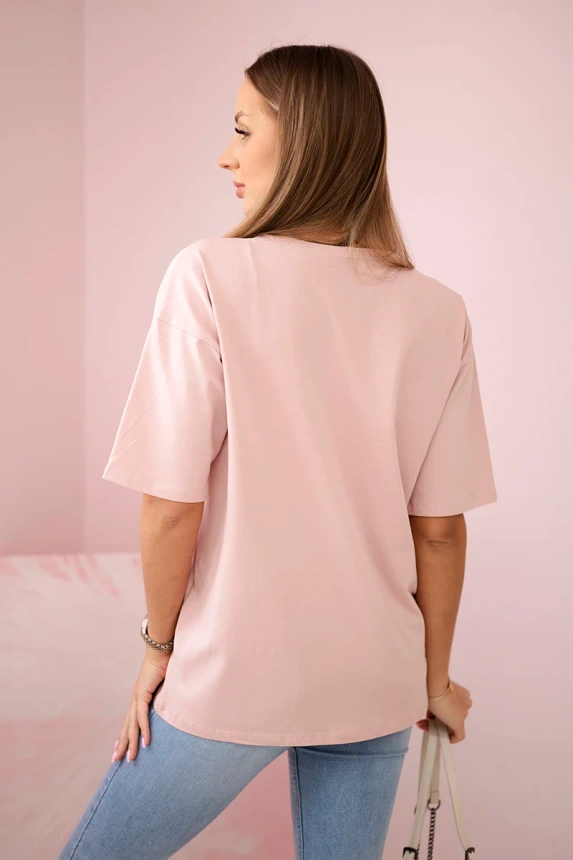 Blouse with a print Magic dark powdered pink